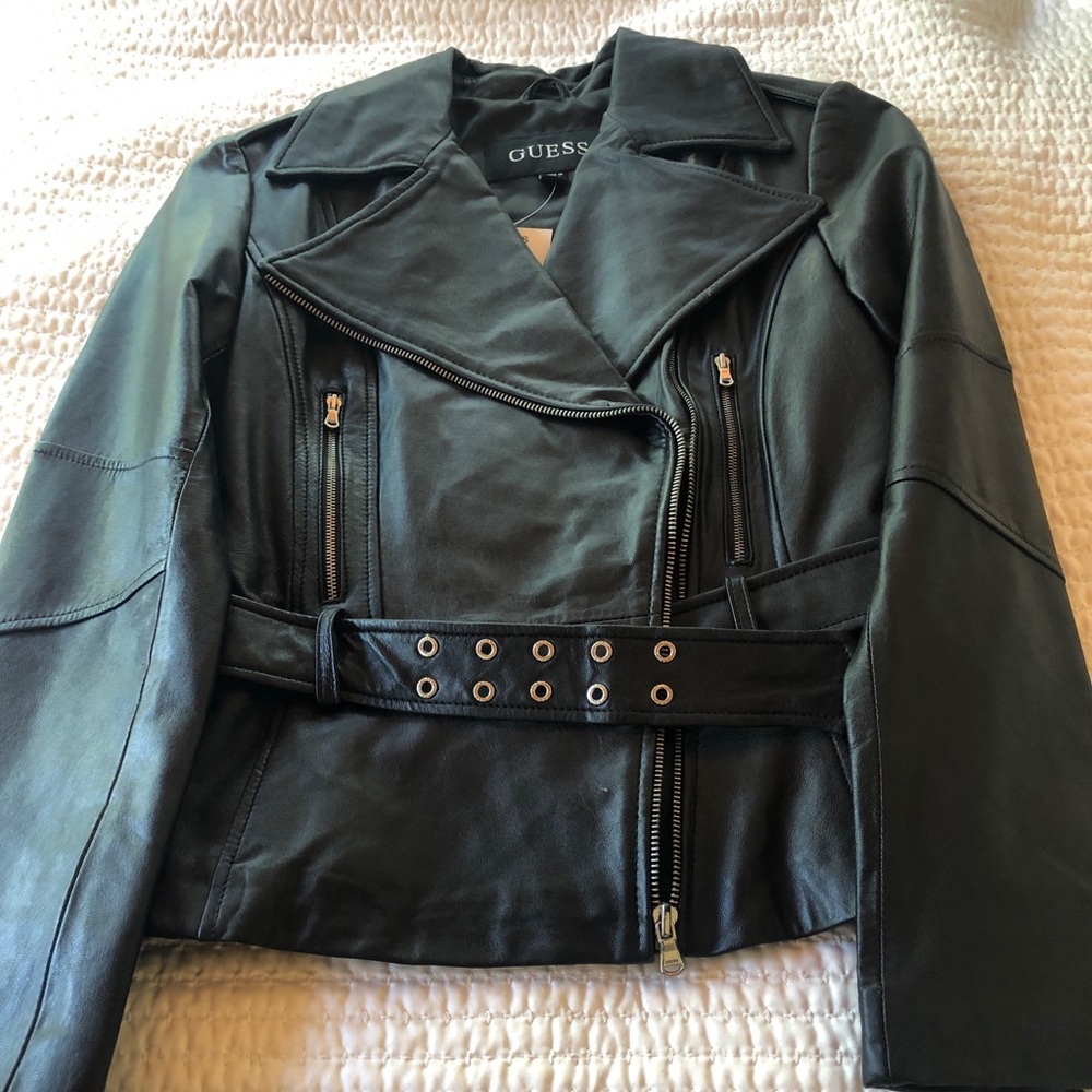 Guess Black Leather motorcycle jacket